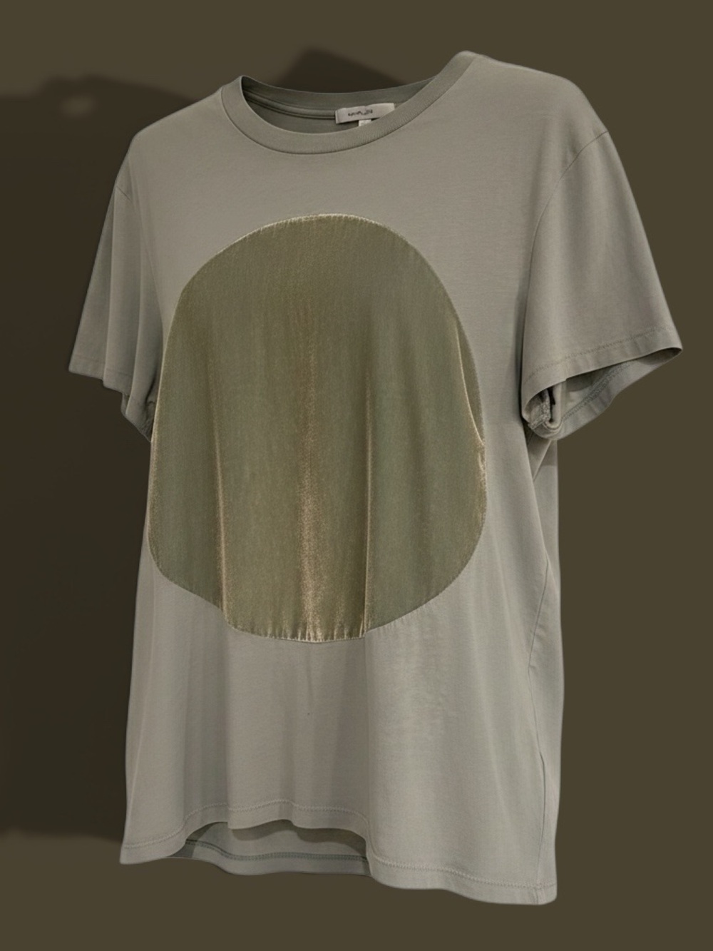 Correll Correll Relaxed Olive Green Short Sleeve Tee with Metallic Circle Accent